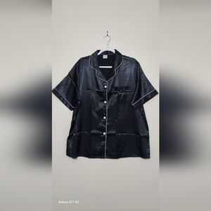 Black Satin Pajama Top